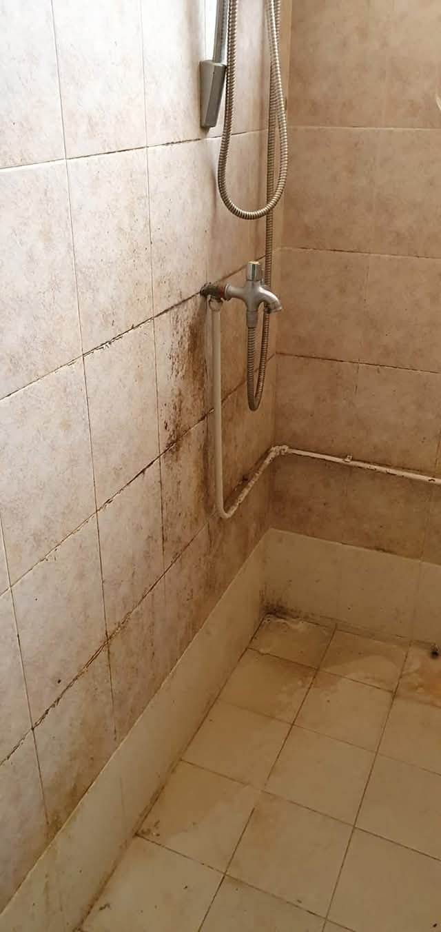 Shower area before cleaning